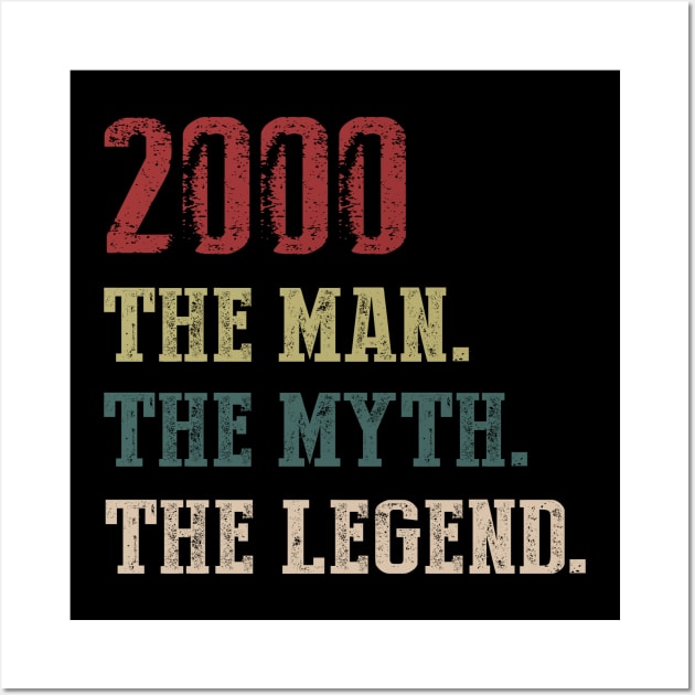 Vintage 2000 The Man The Myth The Legend Gift 20th Birthday Wall Art by Foatui